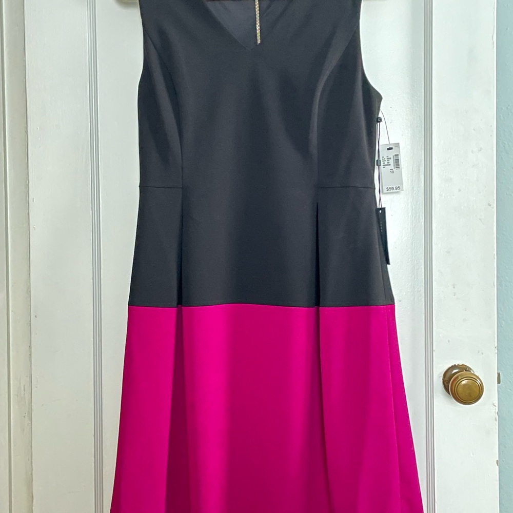 Tommy Hilfiger Black and Pink Sheath Midi Dress